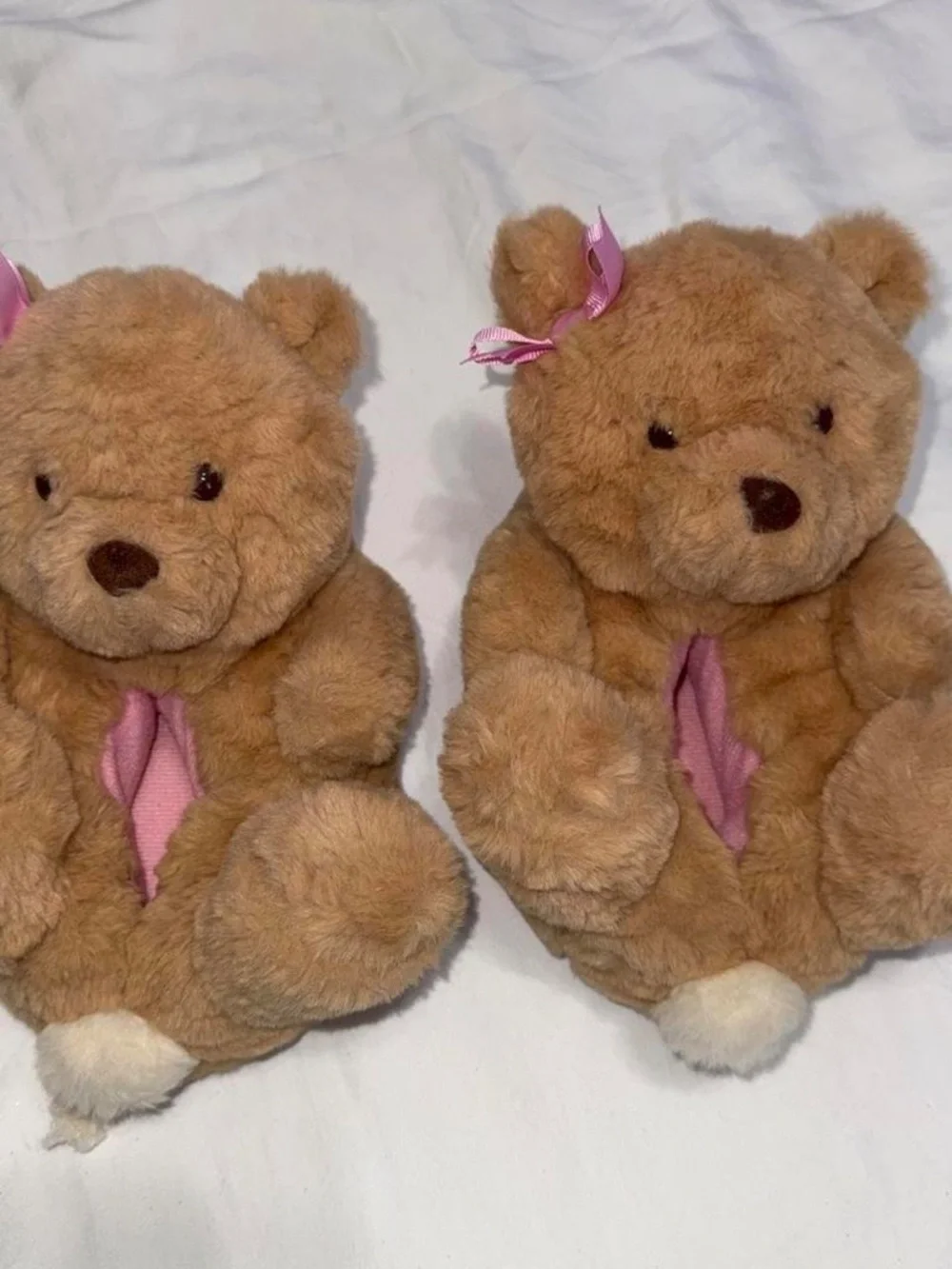 Girls' Tan/pink bear Slippers